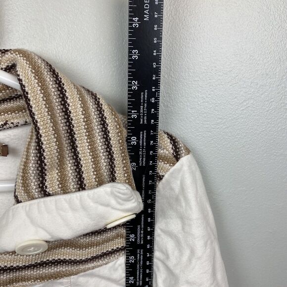 Prana Womens Large L Fleece Lined Rowen Jacket Off White Midweight Cotton Button - Picture 7 of 13